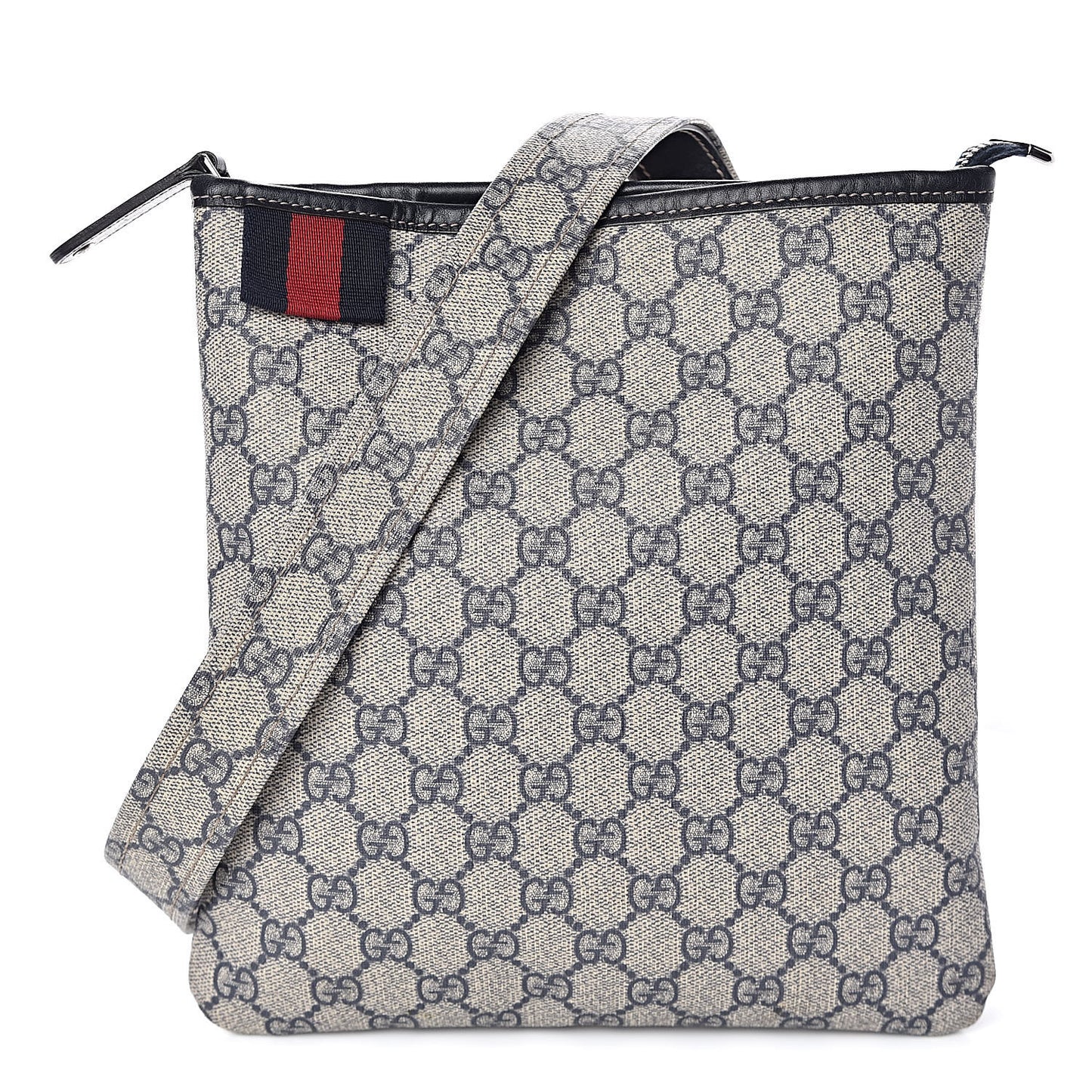 GG Plus Monogram Signature Web Loop Messenger Blue