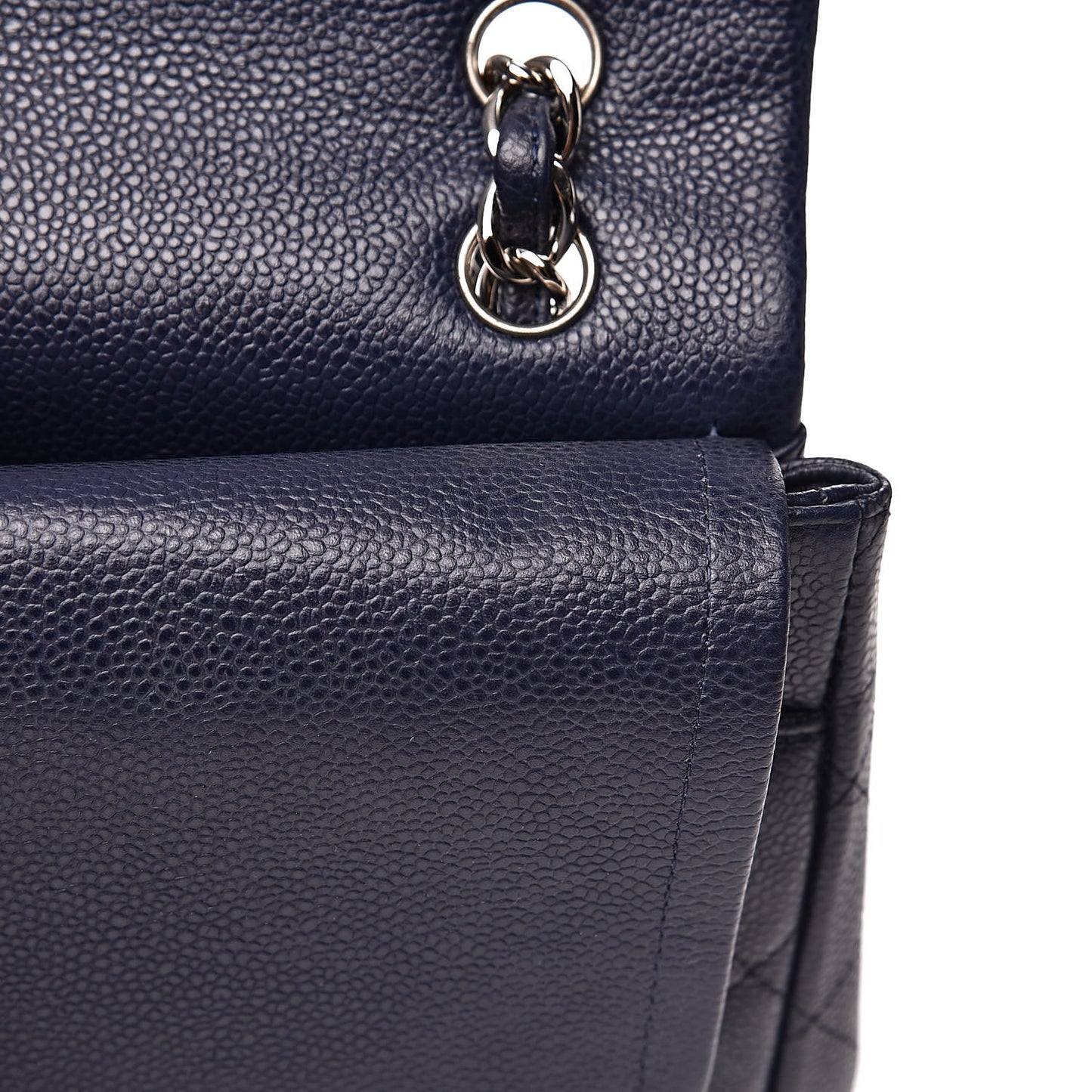 Caviar Quilted Maxi Double Flap Navy Blue