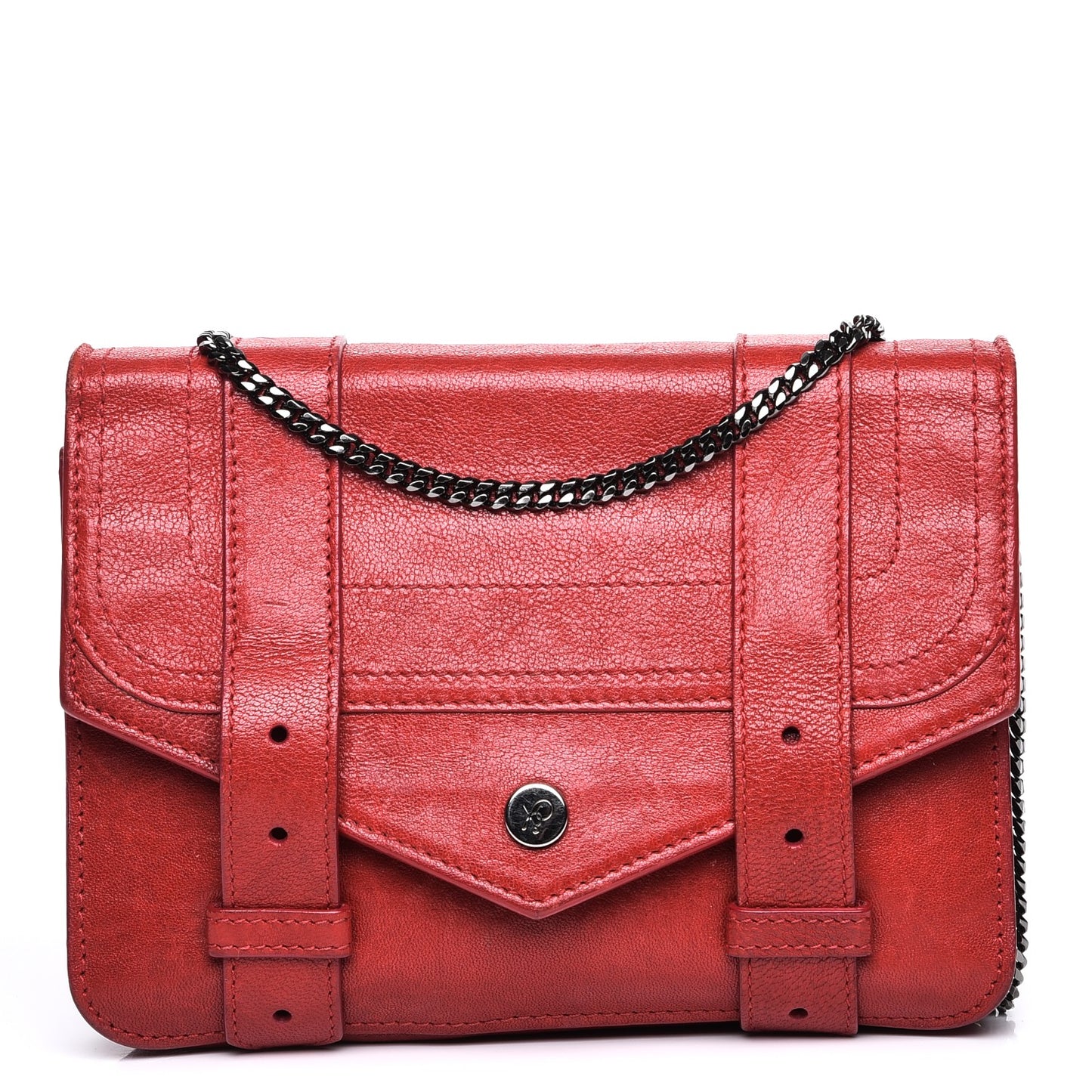 Lambskin PS1 Large Chain Wallet Red
