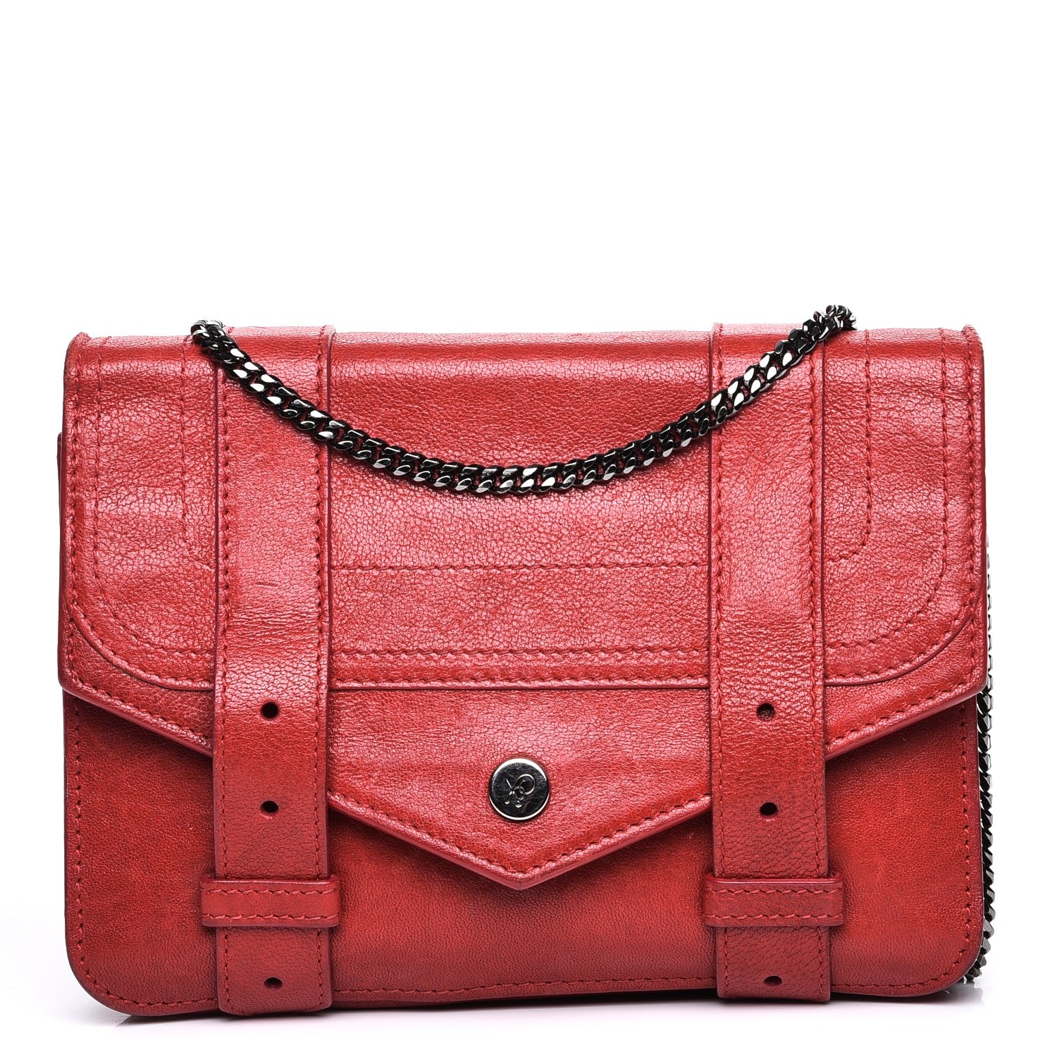 Proenza Schouler Lambskin PS1 Large Chain Wallet Red 1 of 8