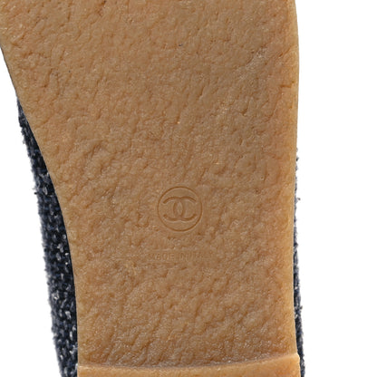 Chanel Tweed Calfskin Patent CC Lace Up Short Boots 42 Black Grey Dark Navy 6 of 8