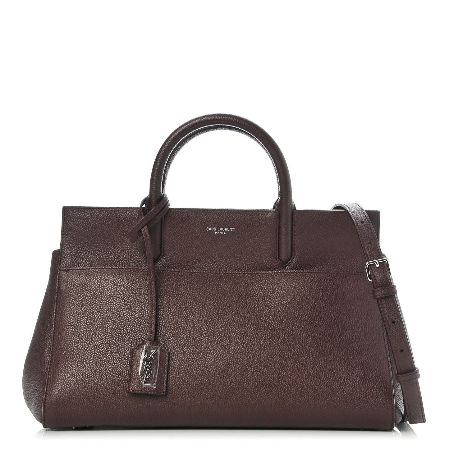 Grained Calfskin Small Cabas Rive Gauche Amaranto