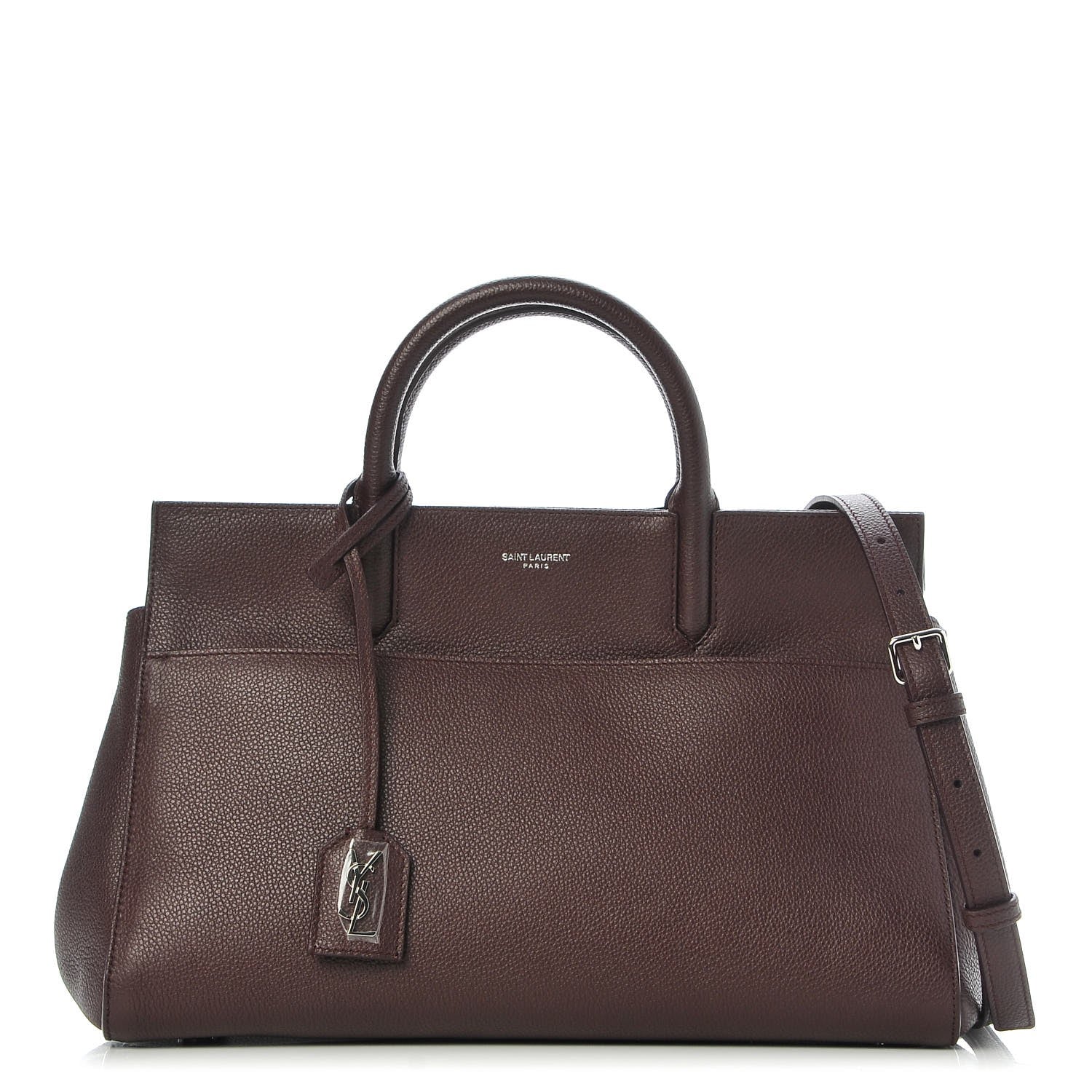 Saint Laurent Grained Calfskin Small Cabas Rive Gauche Amaranto 1 of 7