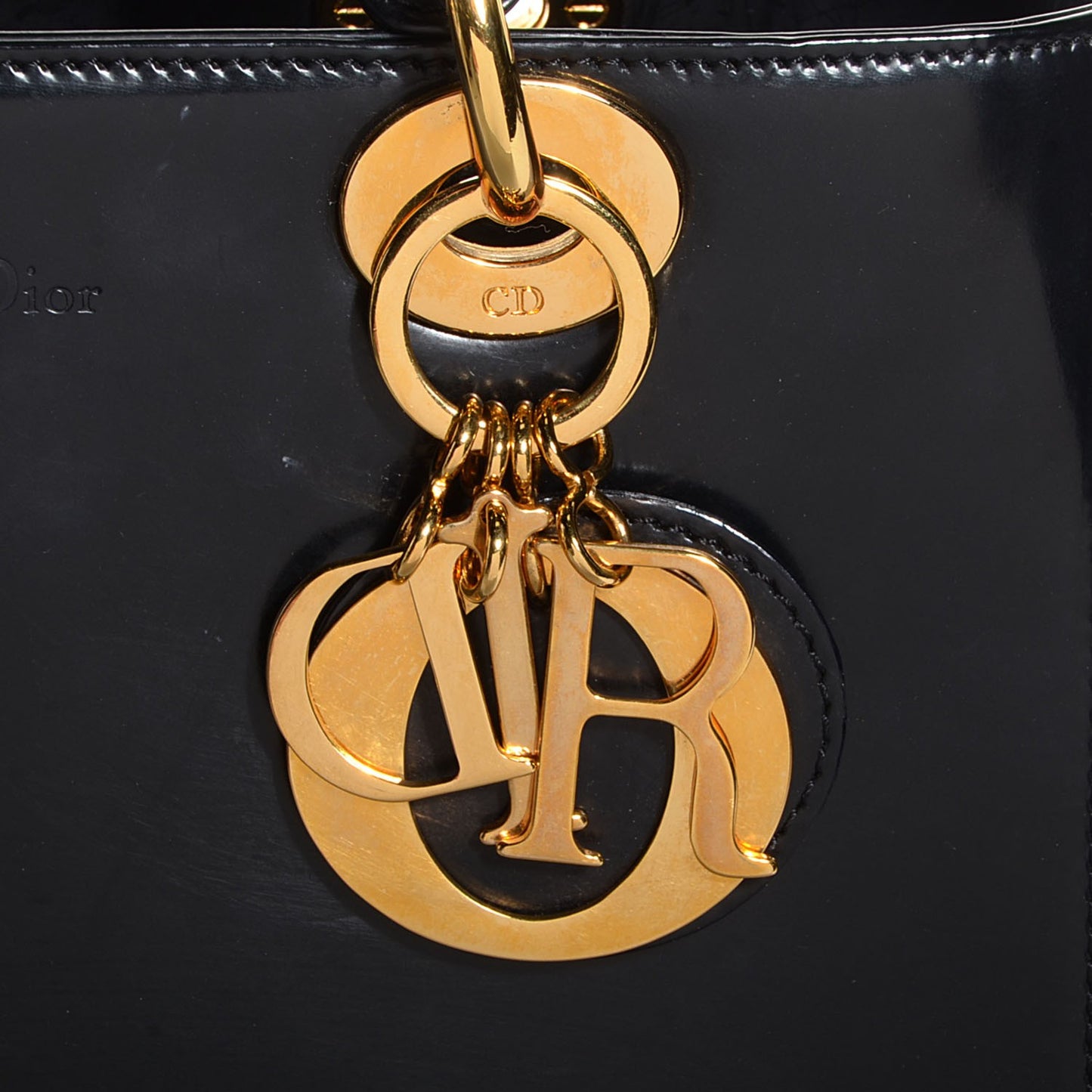 Vintage Patent Medium Lady Dior Black