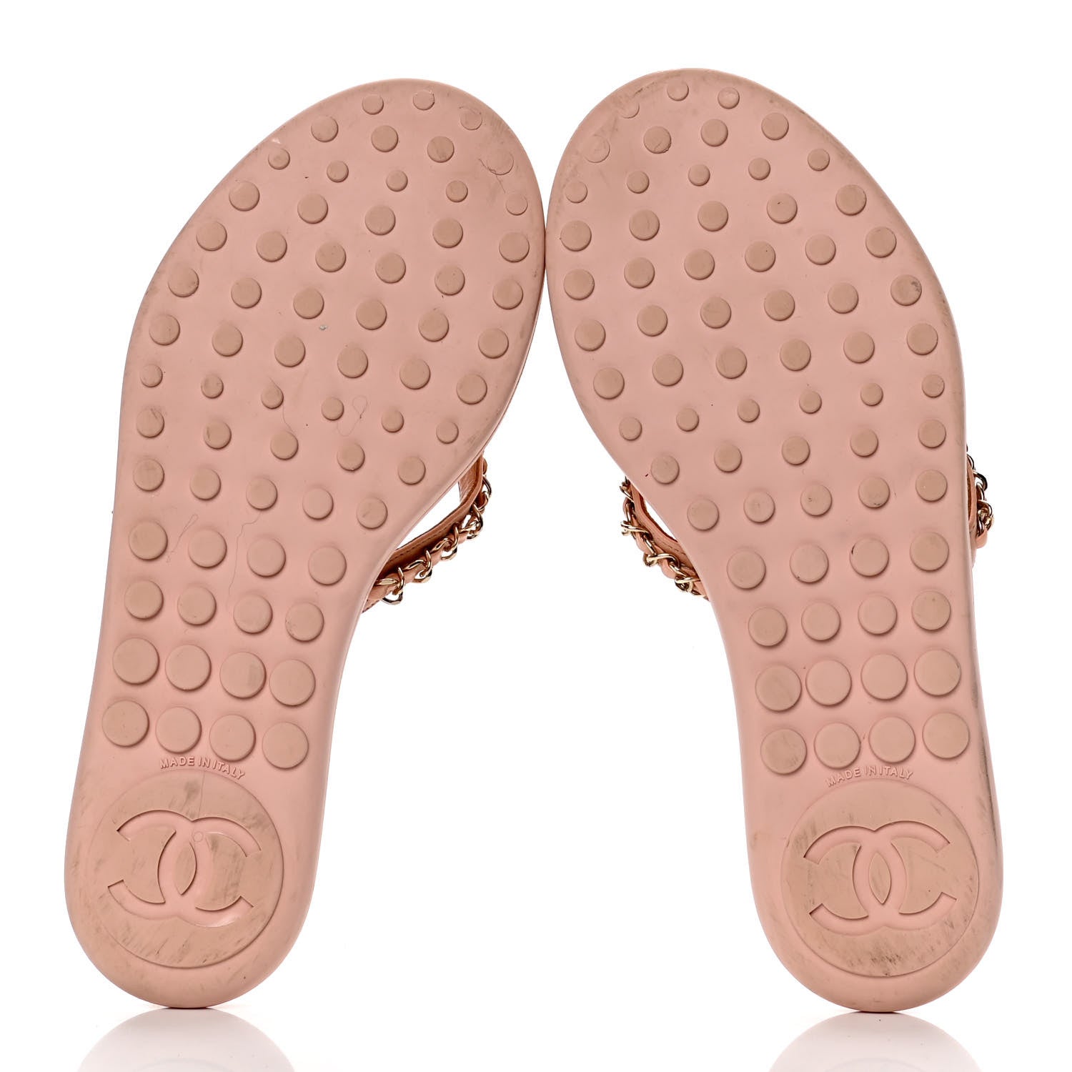 Chanel Calfskin CC Chain Thong Sandals 38 Pink 4 of 4