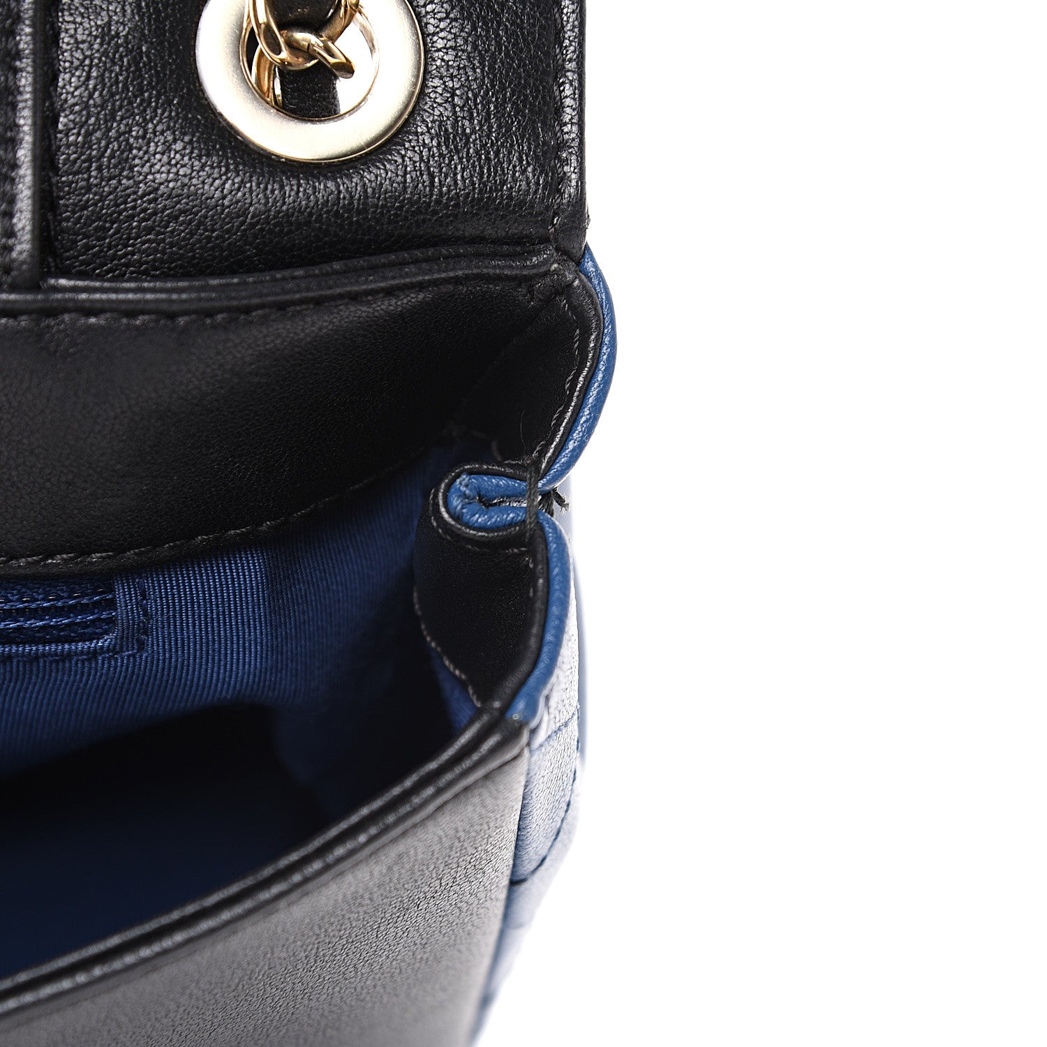 Chanel Sheepskin Quilted Vintage Mademoiselle Flap Blue Black 16 of 17