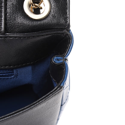 Chanel Sheepskin Quilted Vintage Mademoiselle Flap Blue Black 16 of 17