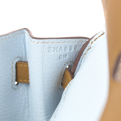 Hermes Togo Verso Birkin 25 Bronze Dore Bleu Brume 7 of 11