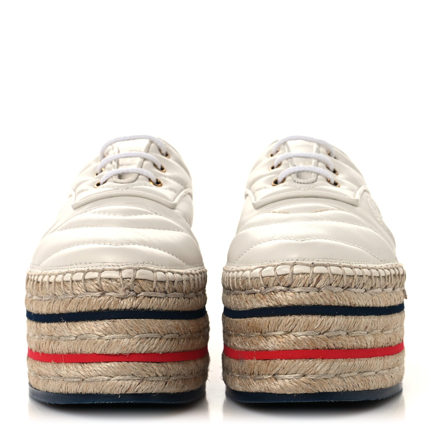 Gucci Nappa Matelasse GG Pilar Flatform Lace-Up Espadrilles 36.5 Great White 3 of 9