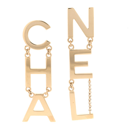 Chanel Metal Cha-Nel Logo Drop Earrings Gold 1 of 7