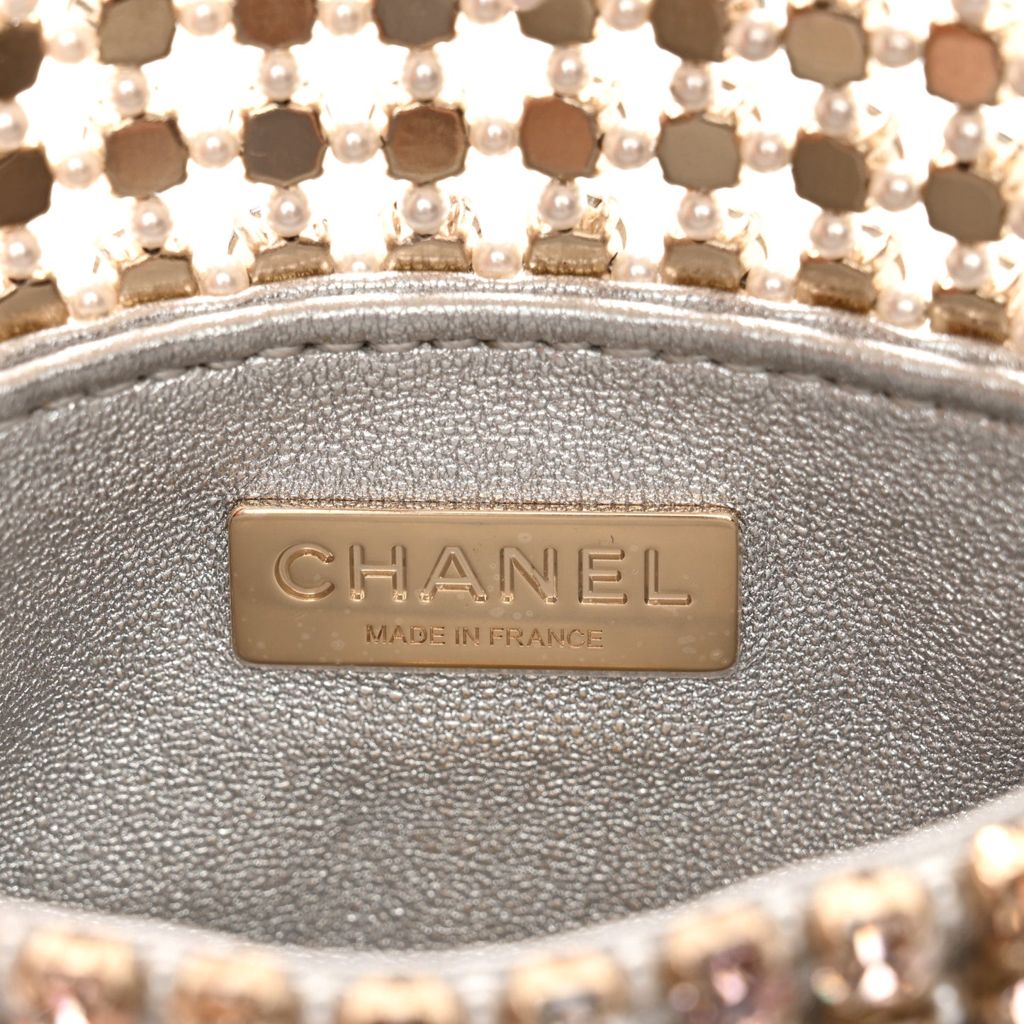 Metal Pearl Minaudiere CC Mini Evening Bag Multicolor