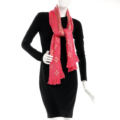 Louis Vuitton Wool Silk Logomania Mix Scarf Pink 2 of 5