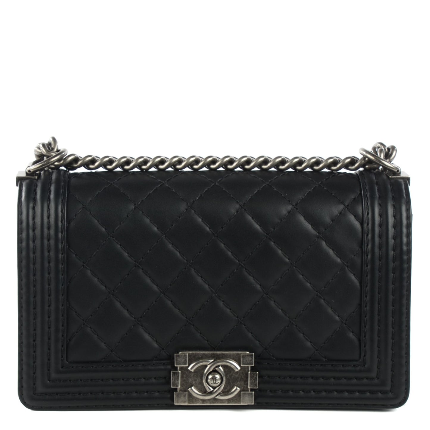 Calfskin Quilted Medium Boy Flap Black