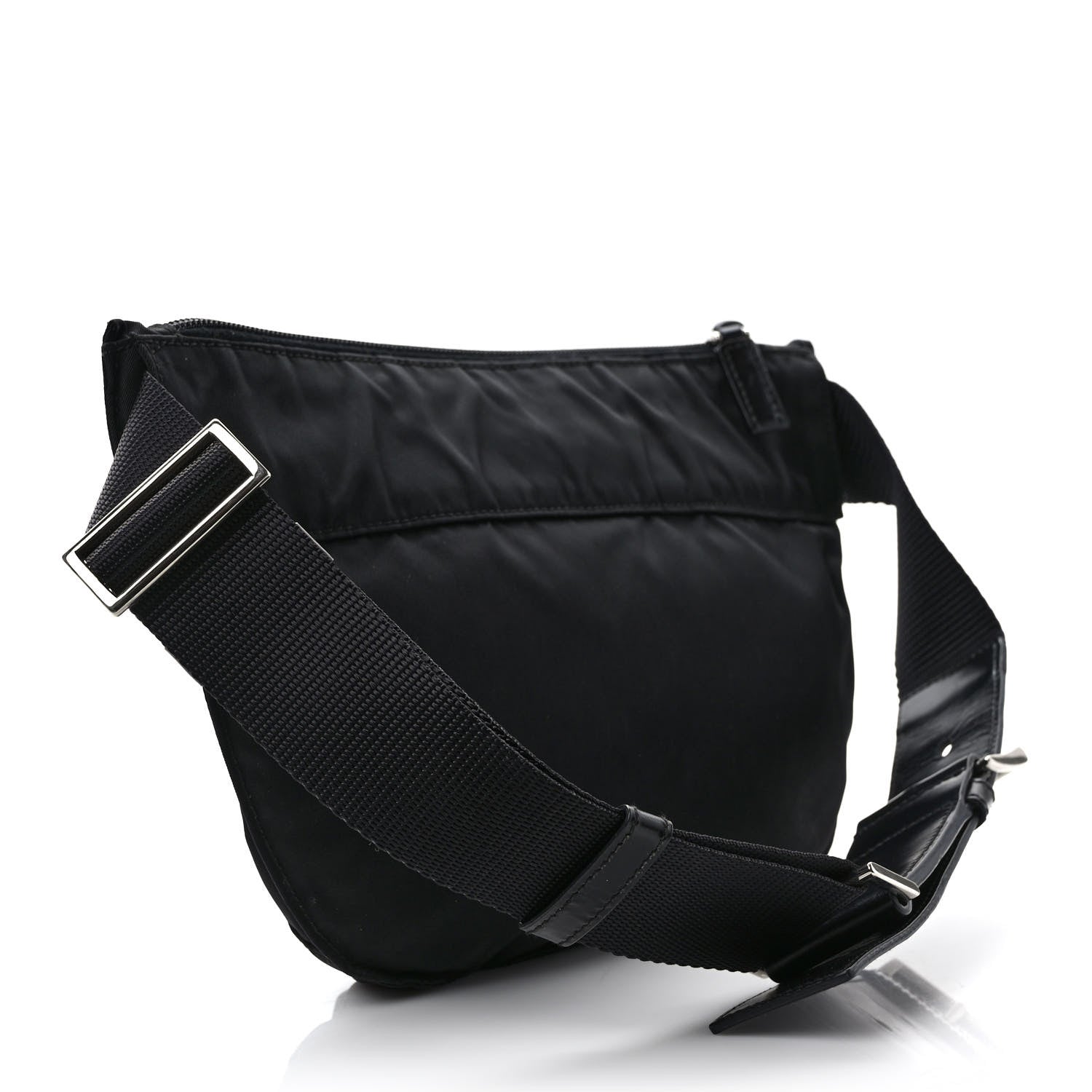 Prada Tessuto Nylon Soft Calfskin Sling Belt Bag Black 2 of 7