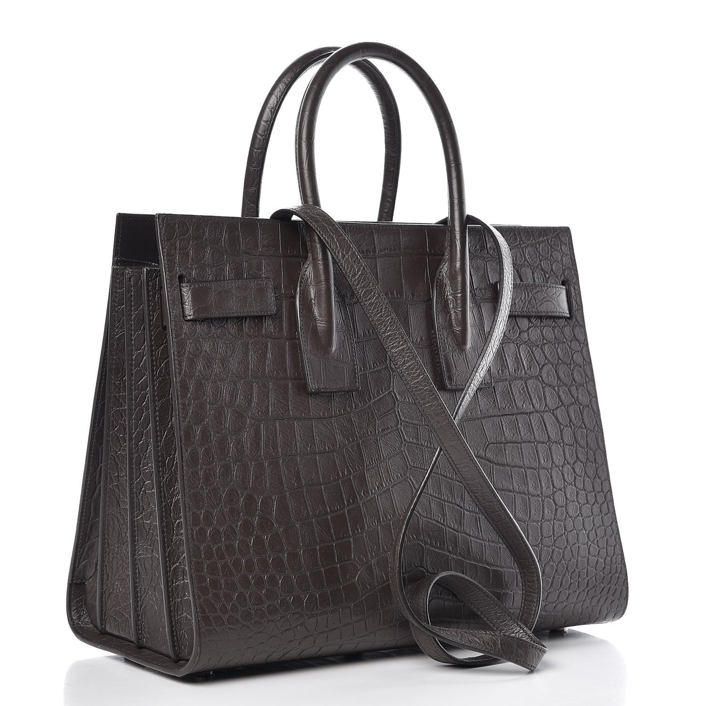 Calfskin Crocodile Embossed Small Sac De Jour Coal