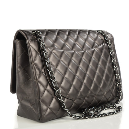 Chanel Lambskin Quilted Maxi Single Flap Dark Grey 3 of 8