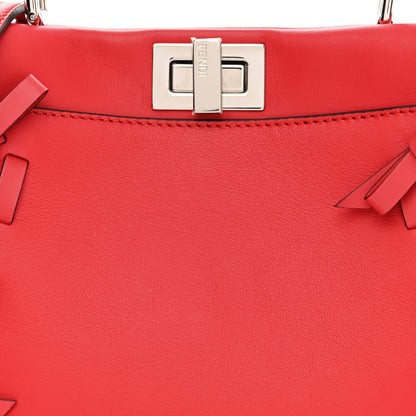 Fendi Vitello Seta Century Nappa Whipstitch Mini Peekaboo Iconic Satchel Fiamma 9 of 12