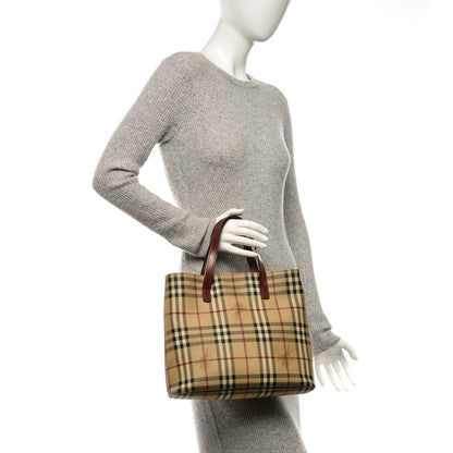 Burberry Haymarket Check Small Tote Red 2 of 9