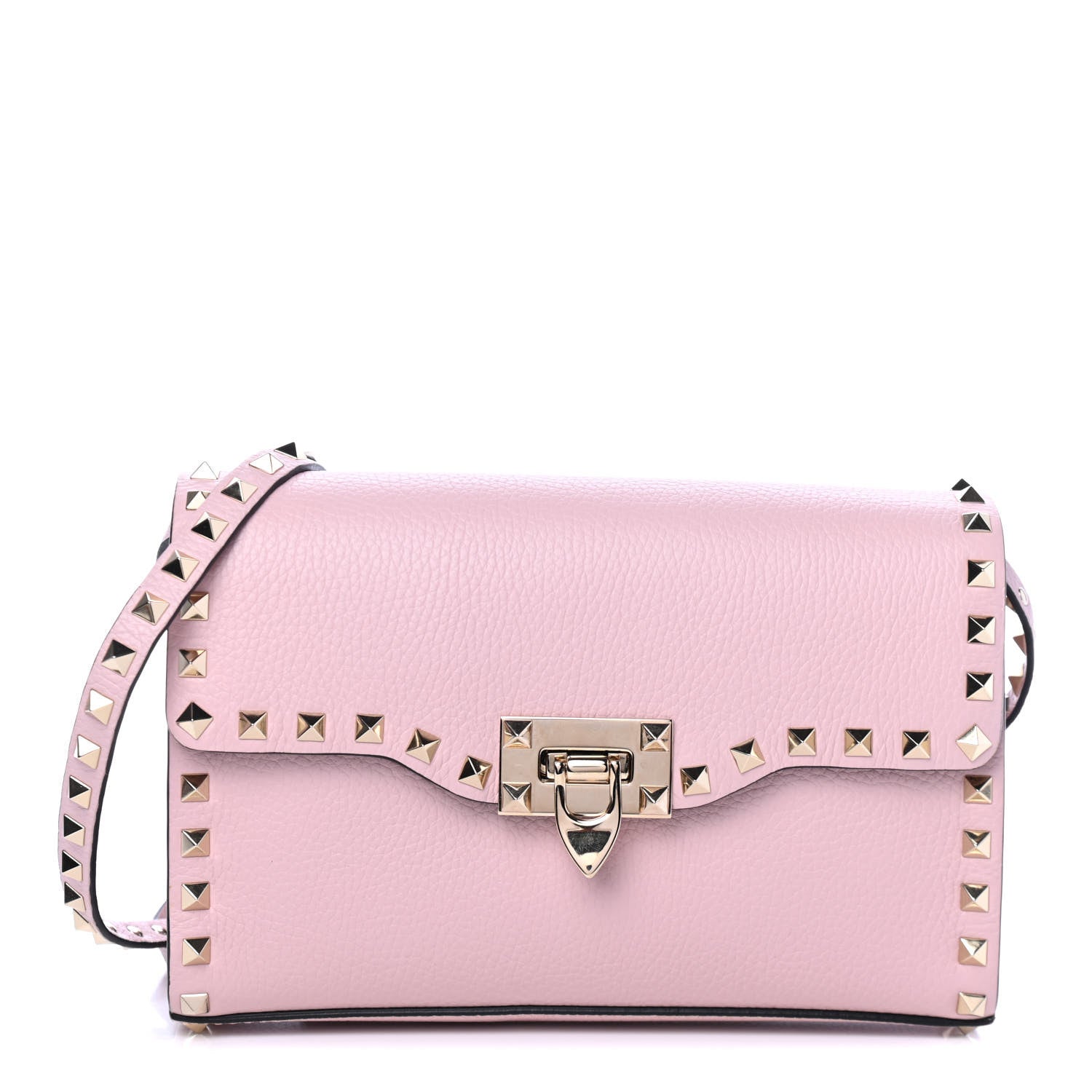 Valentino Garavani Pebbled Calfskin Medium Rockstud Flip Lock Crossbody Bag Loto 1 of 4