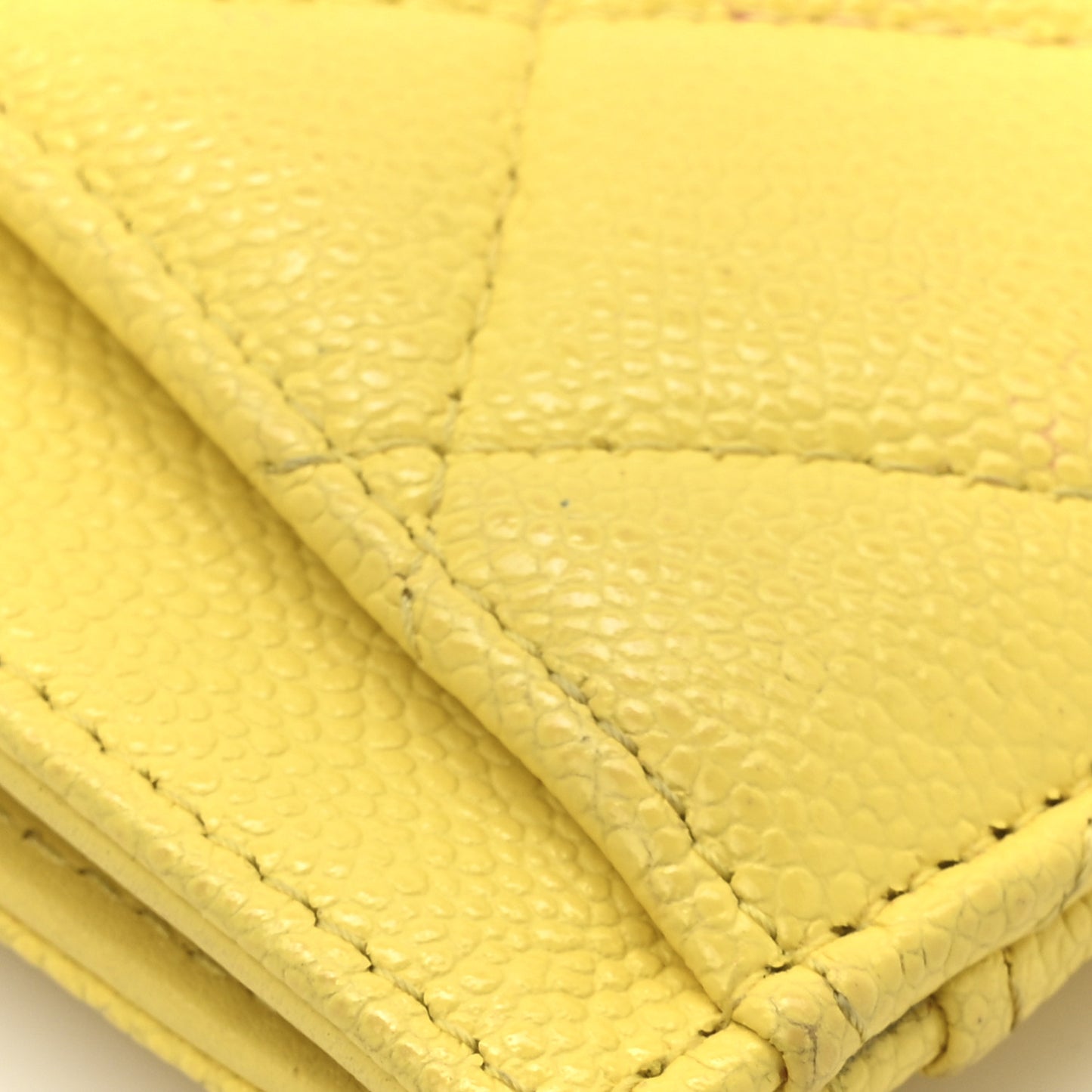 Caviar Quilted Card Holder Yellow