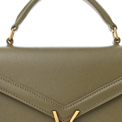 Saint Laurent Grain de Poudre Mini Classic Monogram Cassandra Top Handle Olive 9 of 11