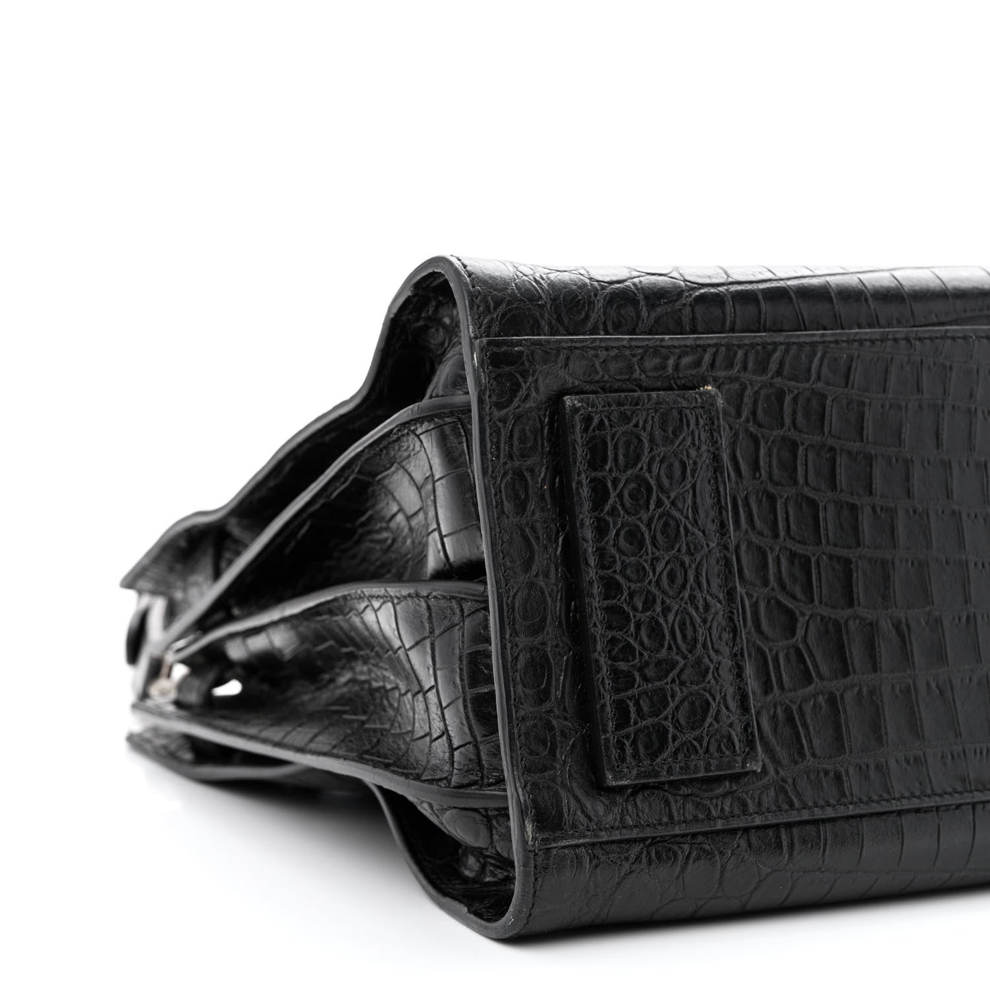 Calfskin Crocodile Embossed Small Supple Sac de Jour Black