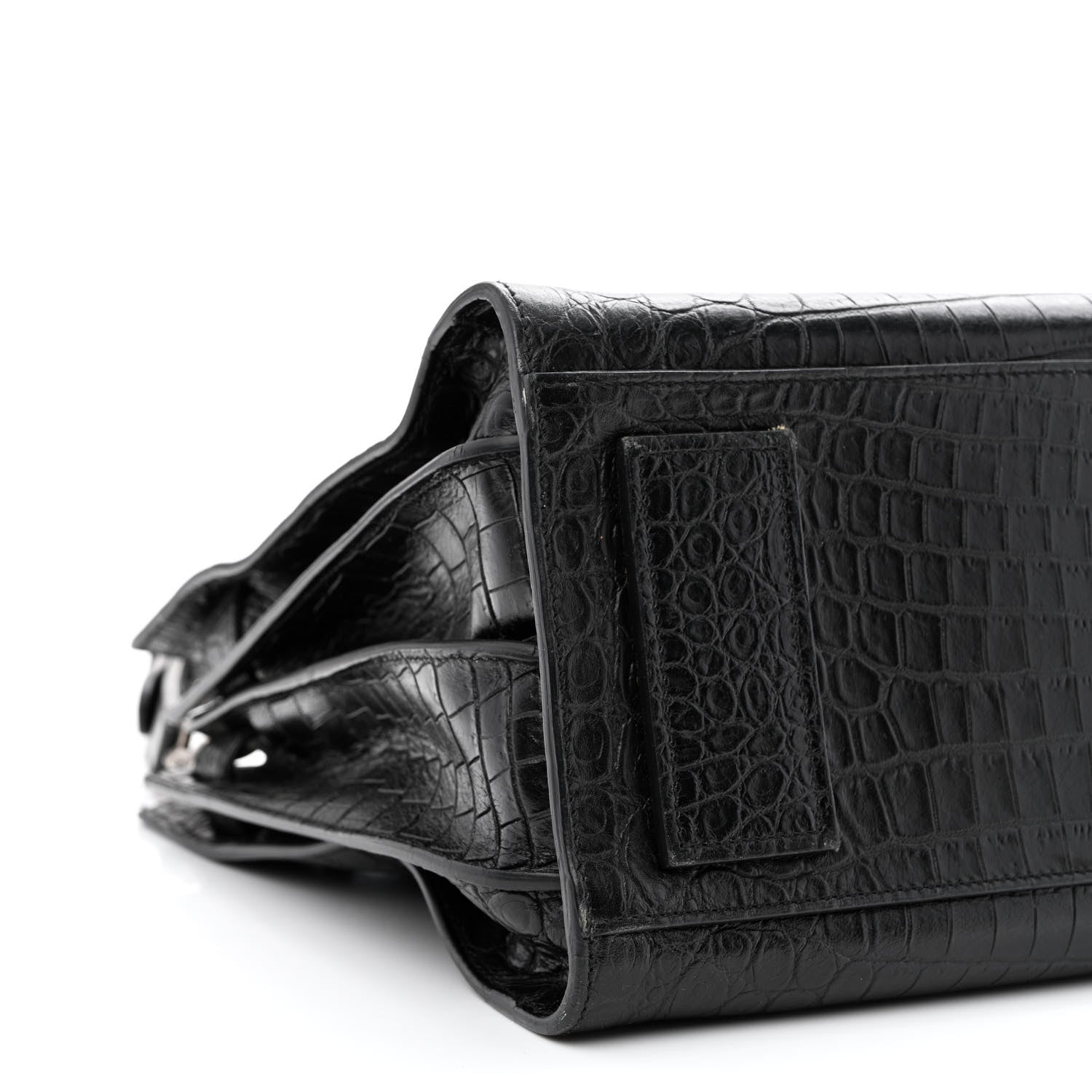Saint Laurent Calfskin Crocodile Embossed Small Supple Sac de Jour Black 9 of 13
