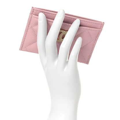 Chanel Caviar Quilted Studded CC Card Holder Light Pink 2 of 10