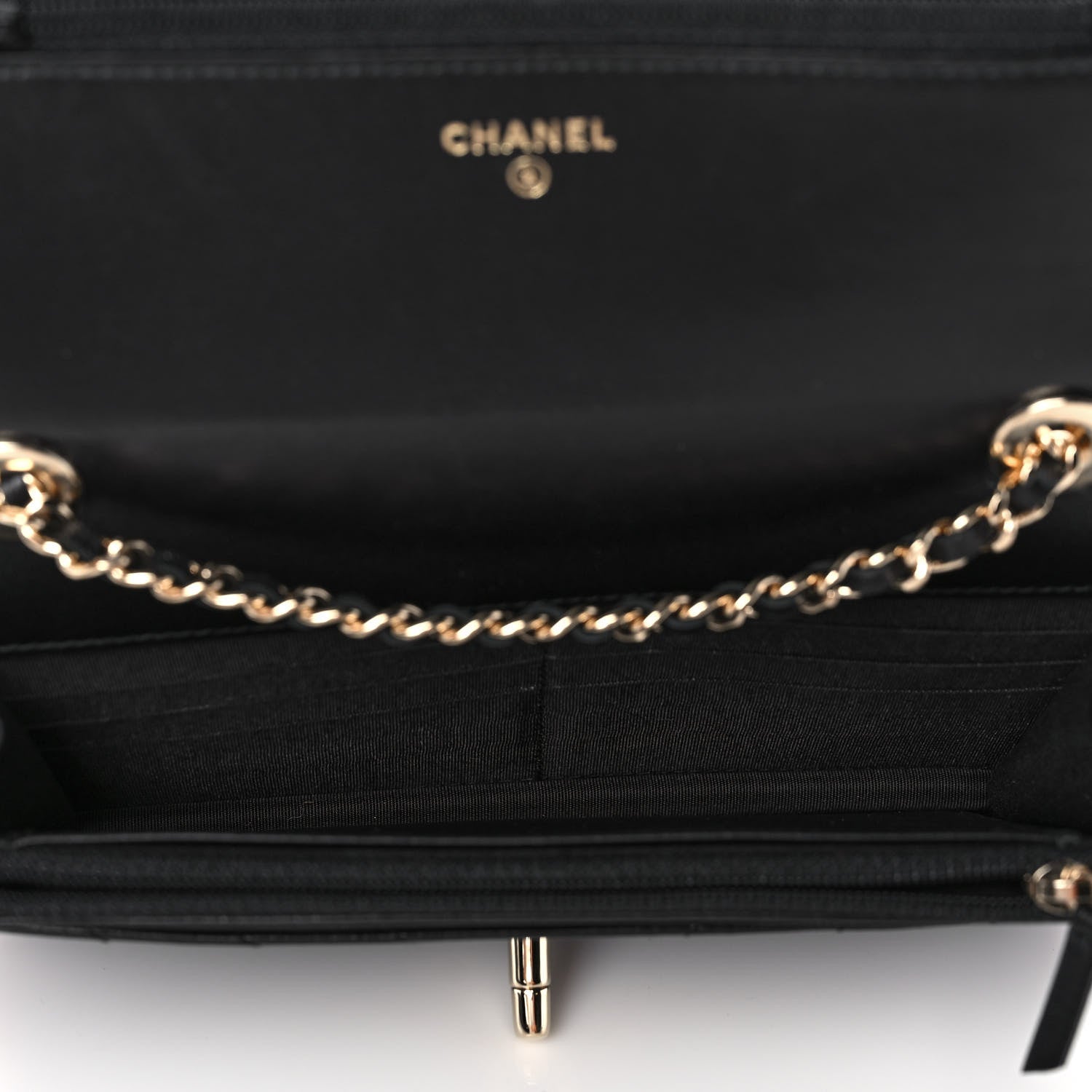 Chanel Lambskin Chevron Quilted Trendy CC Wallet On Chain WOC Black 5 of 14