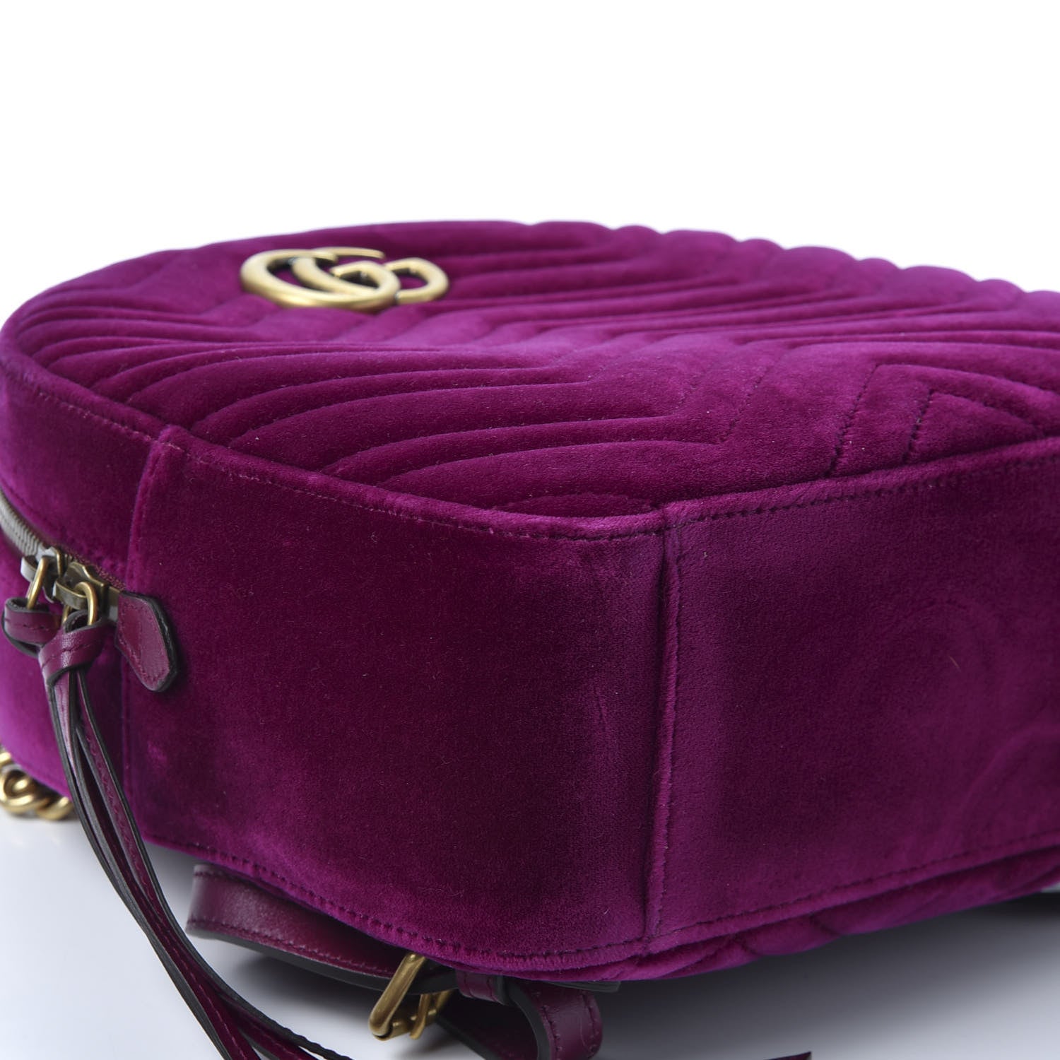 Gucci Velvet Matelasse GG Marmont Dome Backpack Fuchsia Violet Cyclamen 5 of 9