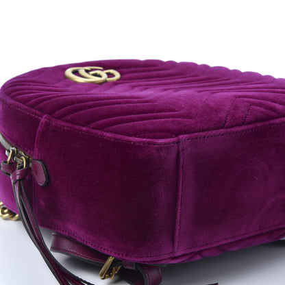 Gucci Velvet Matelasse GG Marmont Dome Backpack Fuchsia Violet Cyclamen 5 of 9