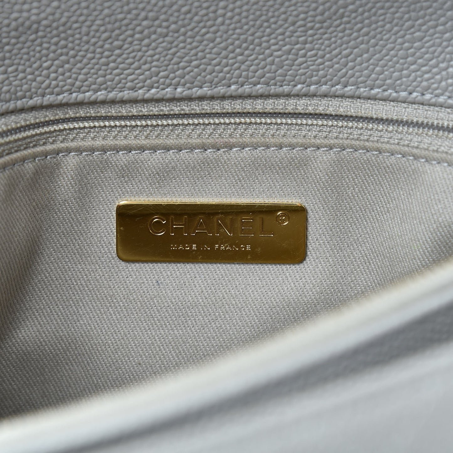 Grained Calfskin Stitched Flap Grey