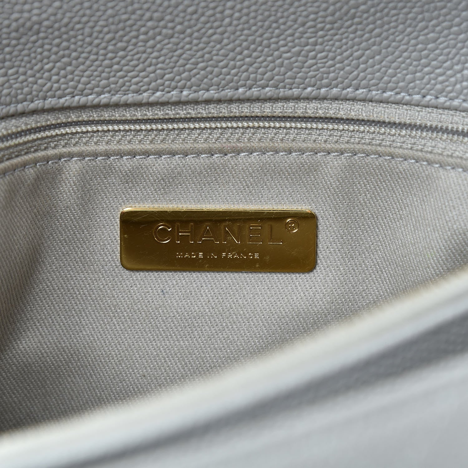 Chanel Grained Calfskin Stitched Flap Grey 5 of 16