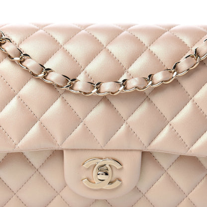 Chanel Iridescent Calfskin Quilted Medium Double Flap Beige 10 of 10