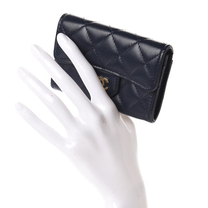 Chanel Lambskin Quilted Flap Card Holder Wallet Navy 2 of 9