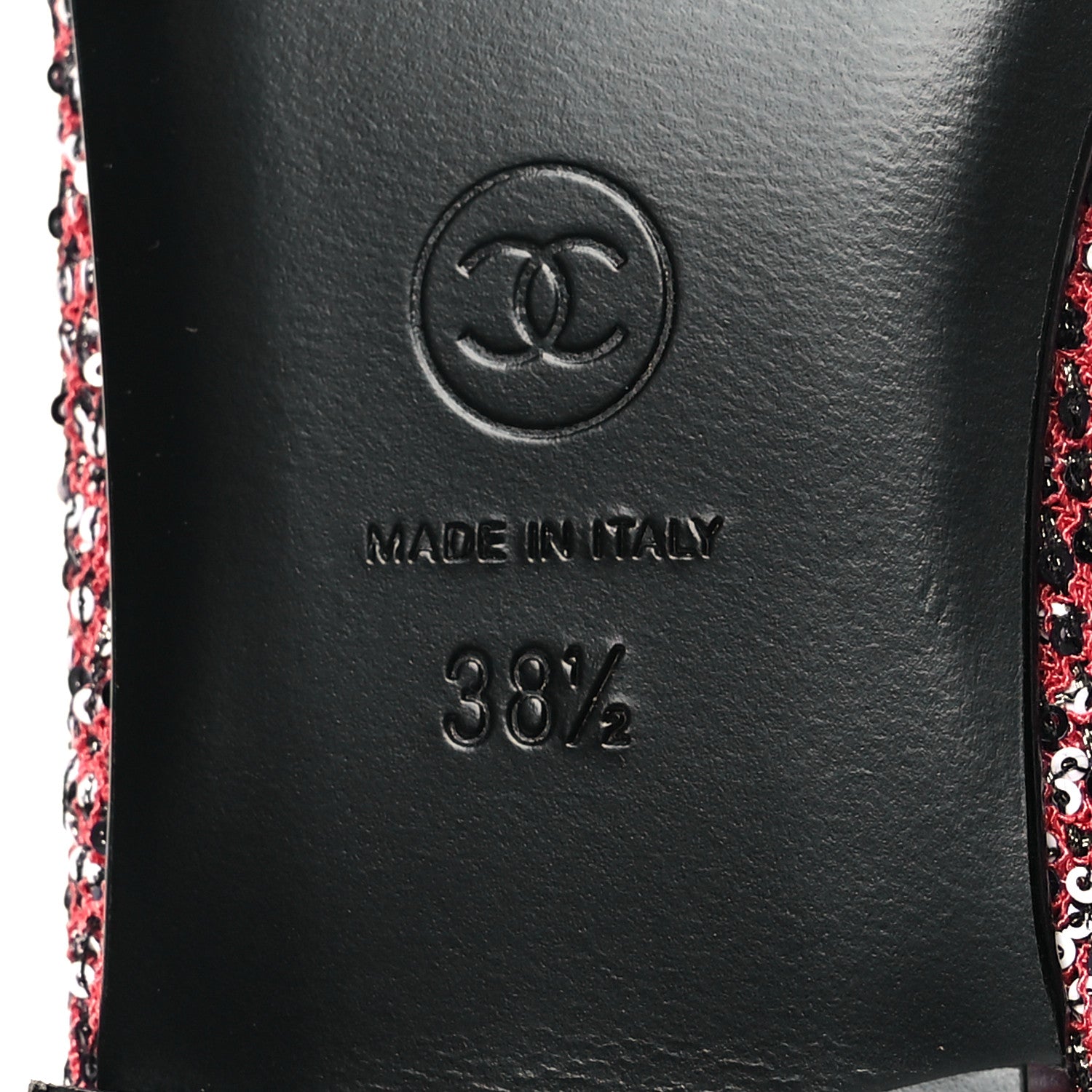 Chanel Tweed Grosgrain Sequin Cap Toe Ballerina Flats 38.5 Black Pink 7 of 8