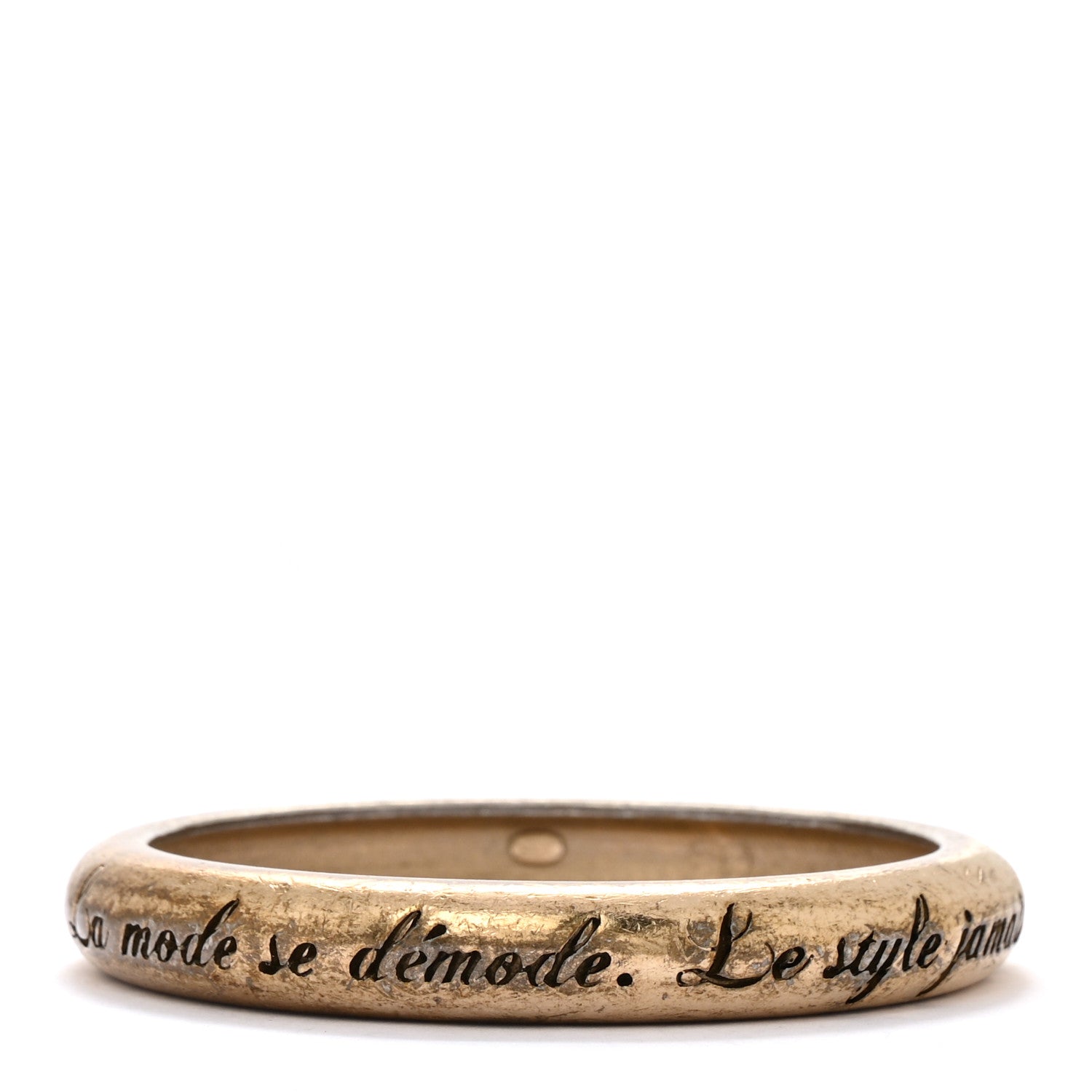 Chanel Metal French Quote Bracelet Bangle Gold 1 of 5
