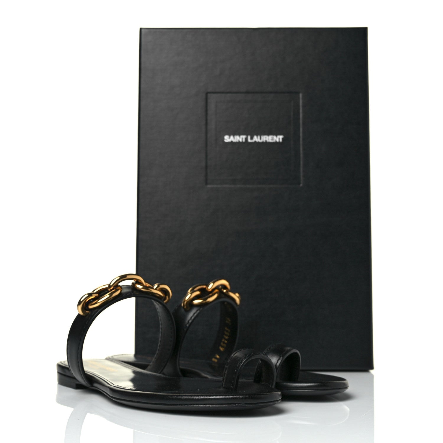 Saint Laurent Calfskin Chain Jota Maillon Sandals 36 Black 9 of 9