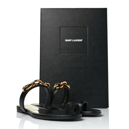 Saint Laurent Calfskin Chain Jota Maillon Sandals 36 Black 9 of 9