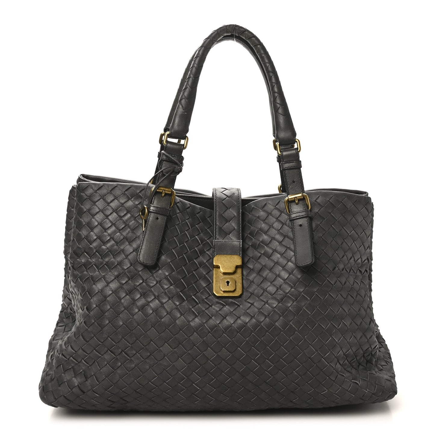 Nappa Intrecciato Medium Roma Tote Ferro Gray
