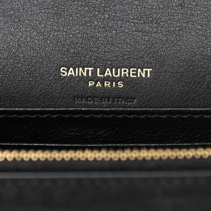 Saint Laurent Suede Crocodile Embossed Monogram Kate Belt Bag Black 6 of 9