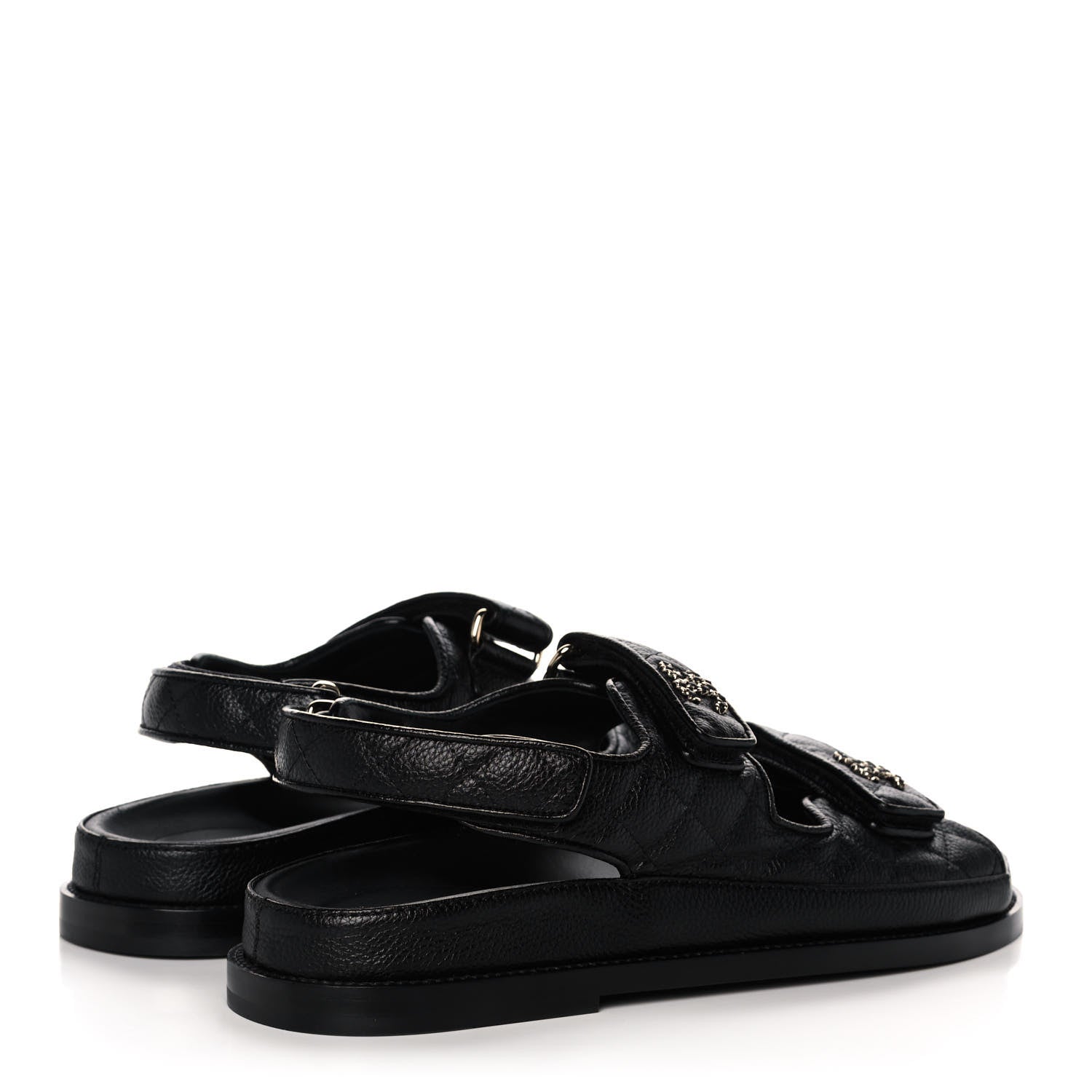 Chanel Grained Calfskin Velcro Dad Sandals 38.5 Black 4 of 12