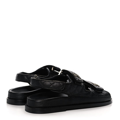 Chanel Grained Calfskin Velcro Dad Sandals 38.5 Black 4 of 12