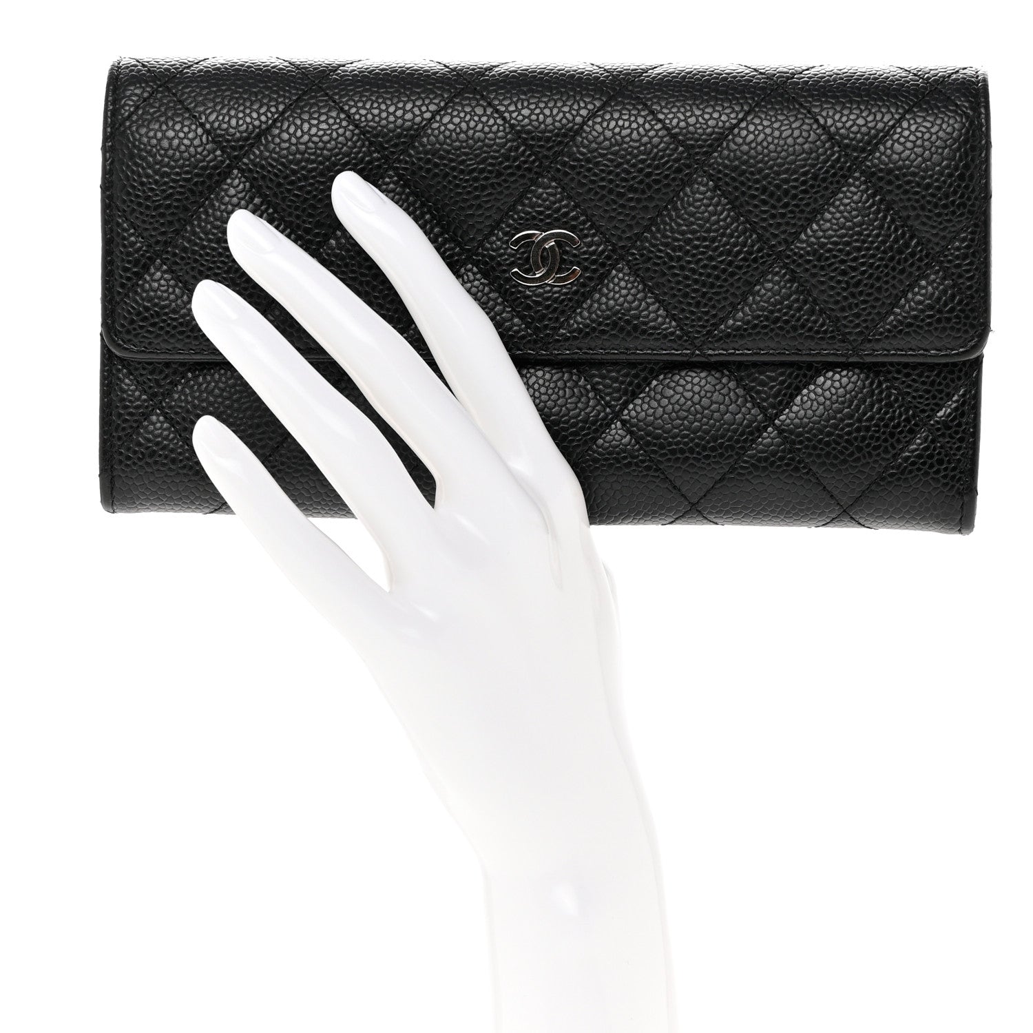 Chanel Caviar Quilted Large Gusset Flap Wallet Black 2 of 10