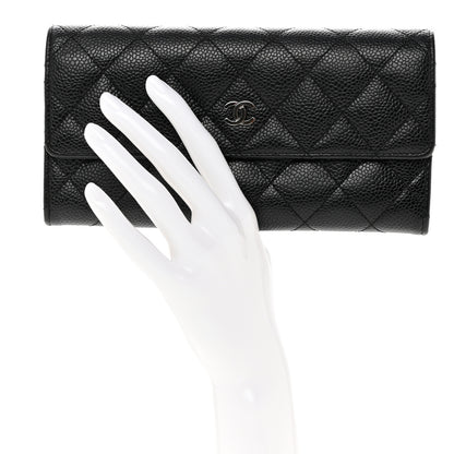 Chanel Caviar Quilted Large Gusset Flap Wallet Black 2 of 10