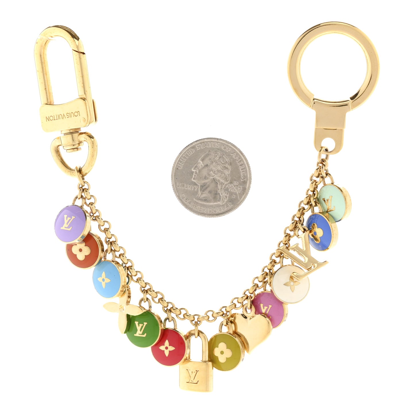 Metal Enamel Pastilles Key Chain Bag Charm Multicolor