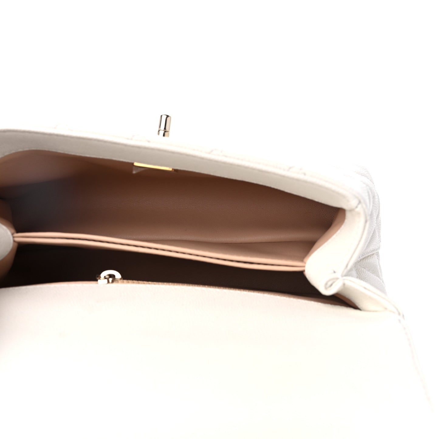 Caviar Quilted Mini Coco Handle Flap White