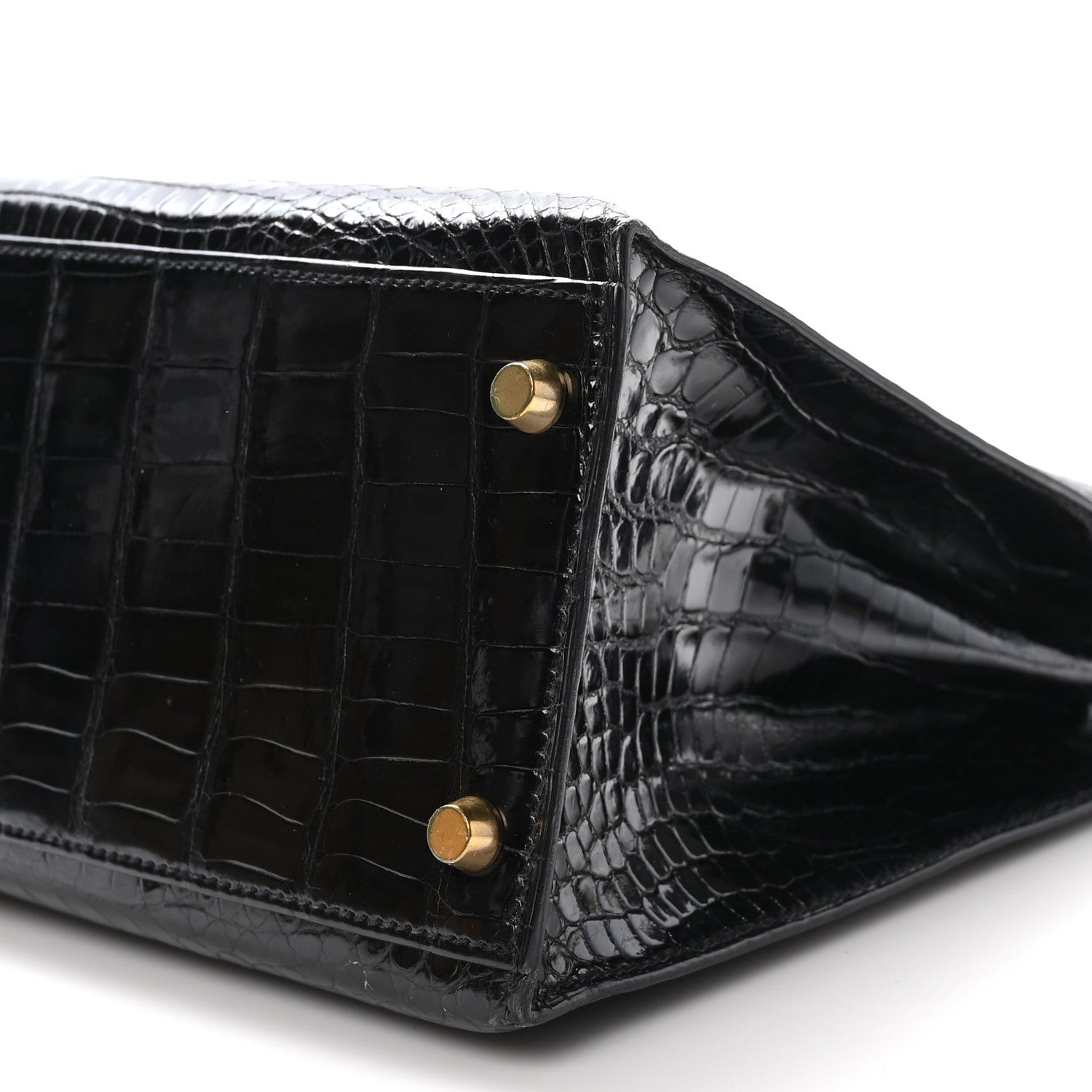Hermes Shiny Porosus Crocodile Kelly Sellier 32 Black 10 of 10