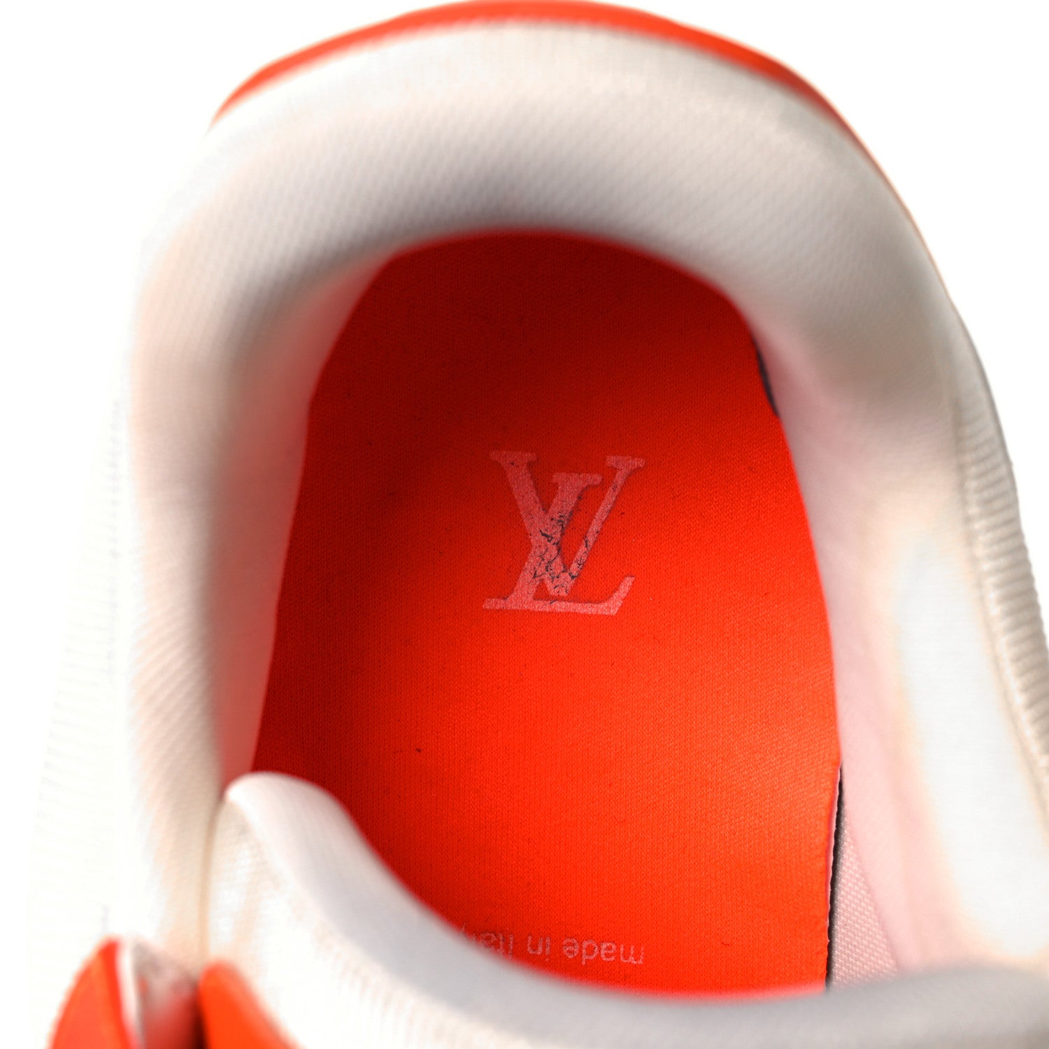 Louis Vuitton Calfskin Embossed Monogram Mens LV Trainer Sneakers 10.5 Orange 8 of 10