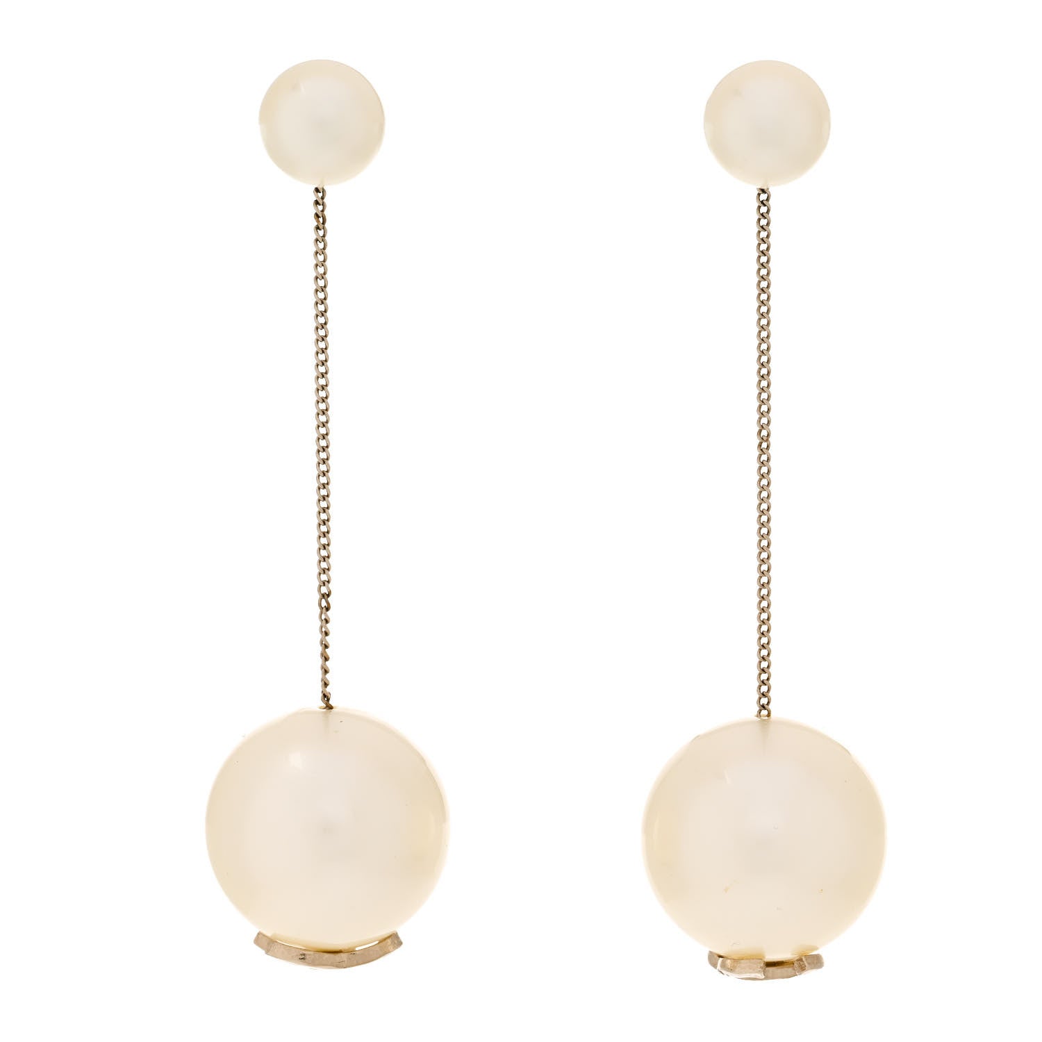 Chanel Pearl CC Chain Drop Earrings Gold 1 of 5